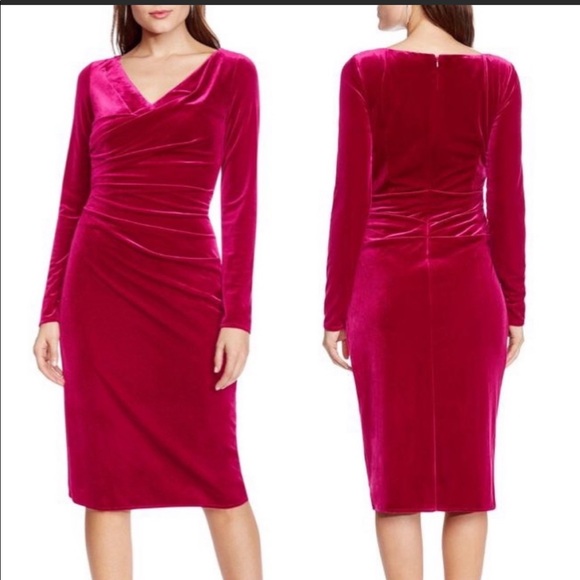 Vince Camuto Dresses | Vince Camuto Magenta Velvet Bodycon Dress | Color: Silver | Size: 16W | Eeeena's Closet